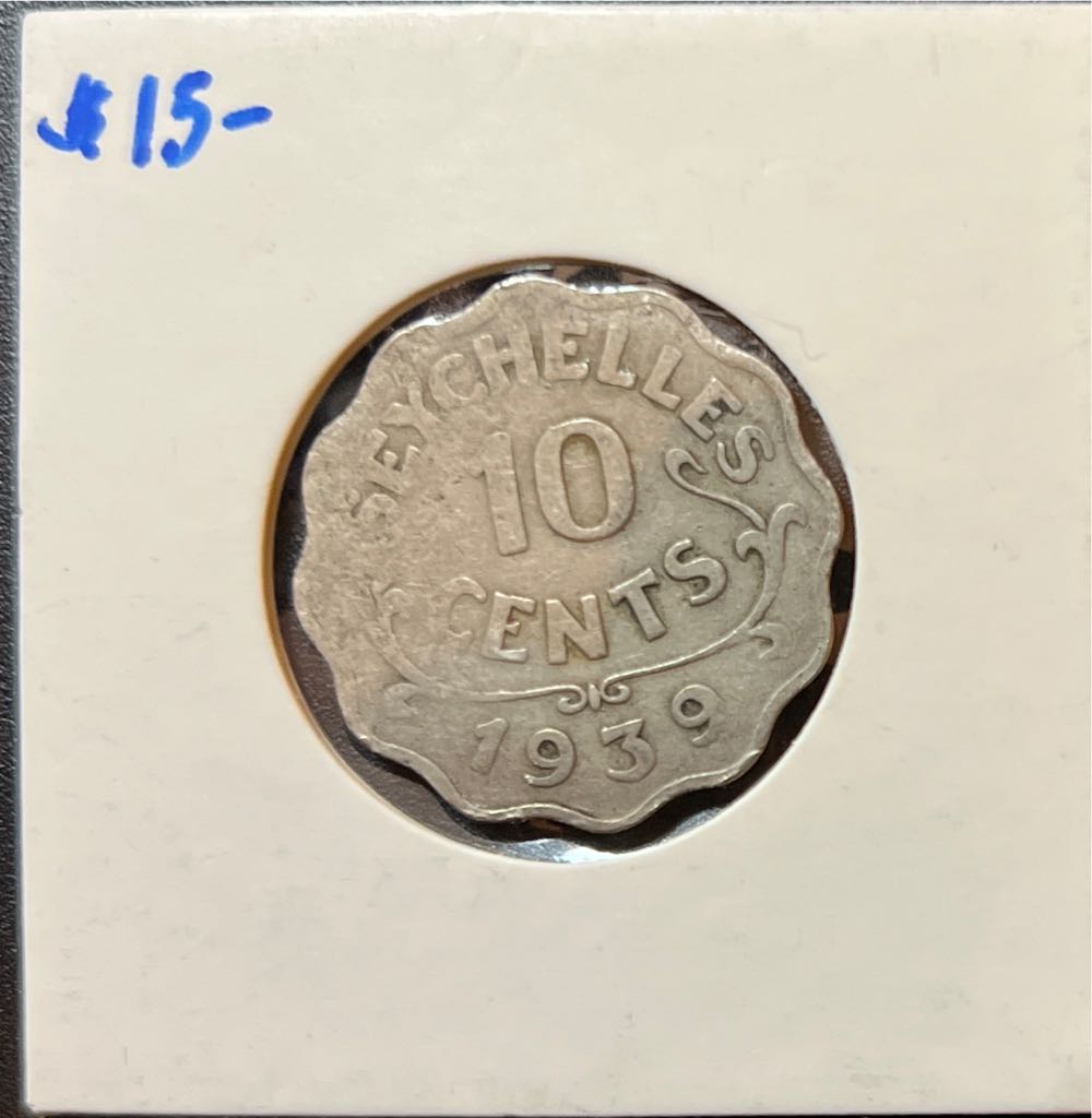 1939 Seychelles  10 Cents Coin  coin collectible - Main Image 2