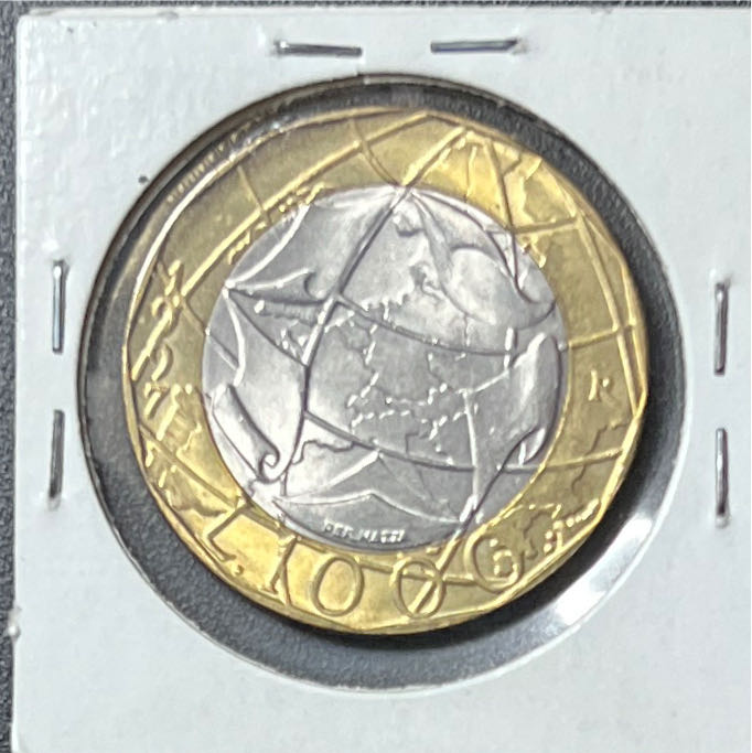 1997 Italian Republic 1000 Lire United Germany Evanescent Date  coin collectible - Main Image 2