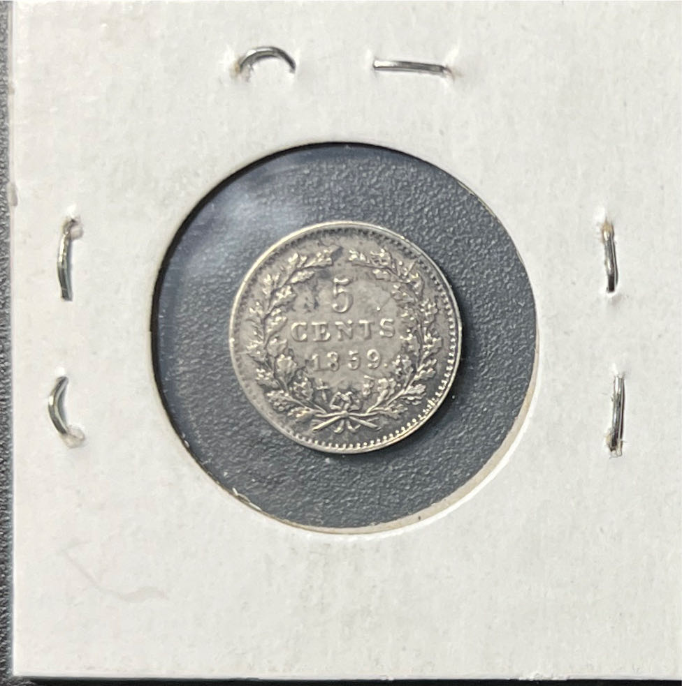 1859 Netherlands 5 Cents Willem. lll 0.67gr KM#91 S043  coin collectible - Main Image 2