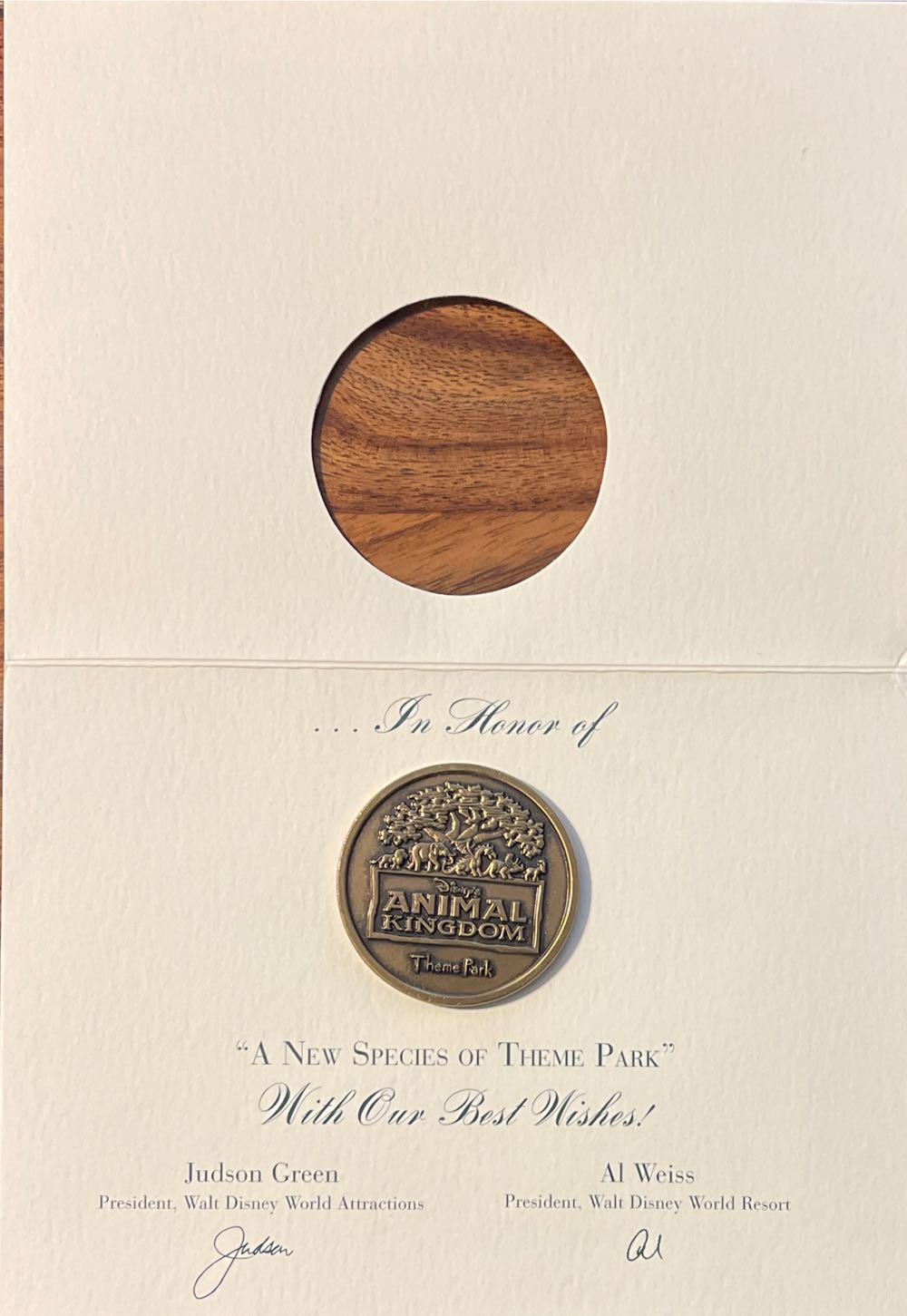 1998 Disney World Animal Kingdom Opening Coin Medallion LE Cast Member Exclusive  coin collectible - Main Image 2