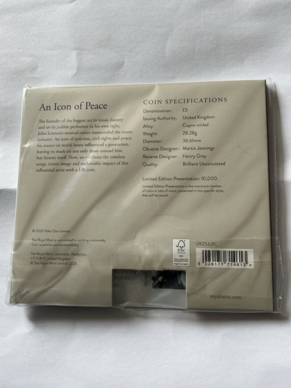 Music Legends - John Lennon  coin collectible [Barcode 5026177714613] - Main Image 2