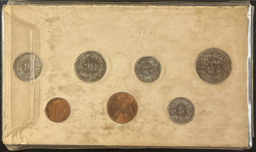 1968 SWITZERLAND 7 COIN GEM BU SET IN HOLDER  coin collectible - Main Image 2