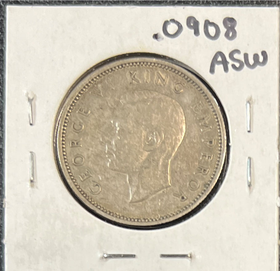 1944 New Zealand 1 Shilling Coin  coin collectible - Main Image 2