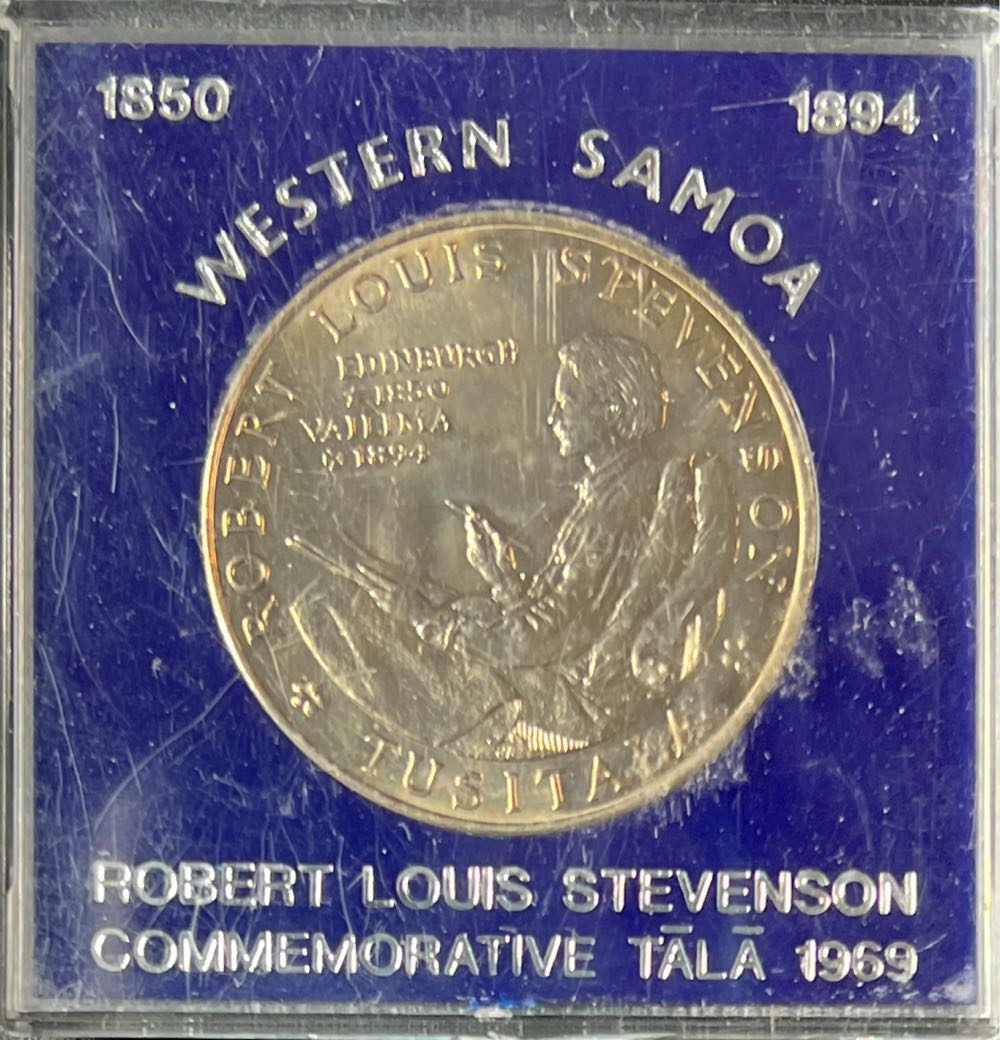 1969 -WESTERN SAMOA ROBERT LOUIS STEVENSON COMMEMORATIVE TALA IN CASE  coin collectible - Main Image 3