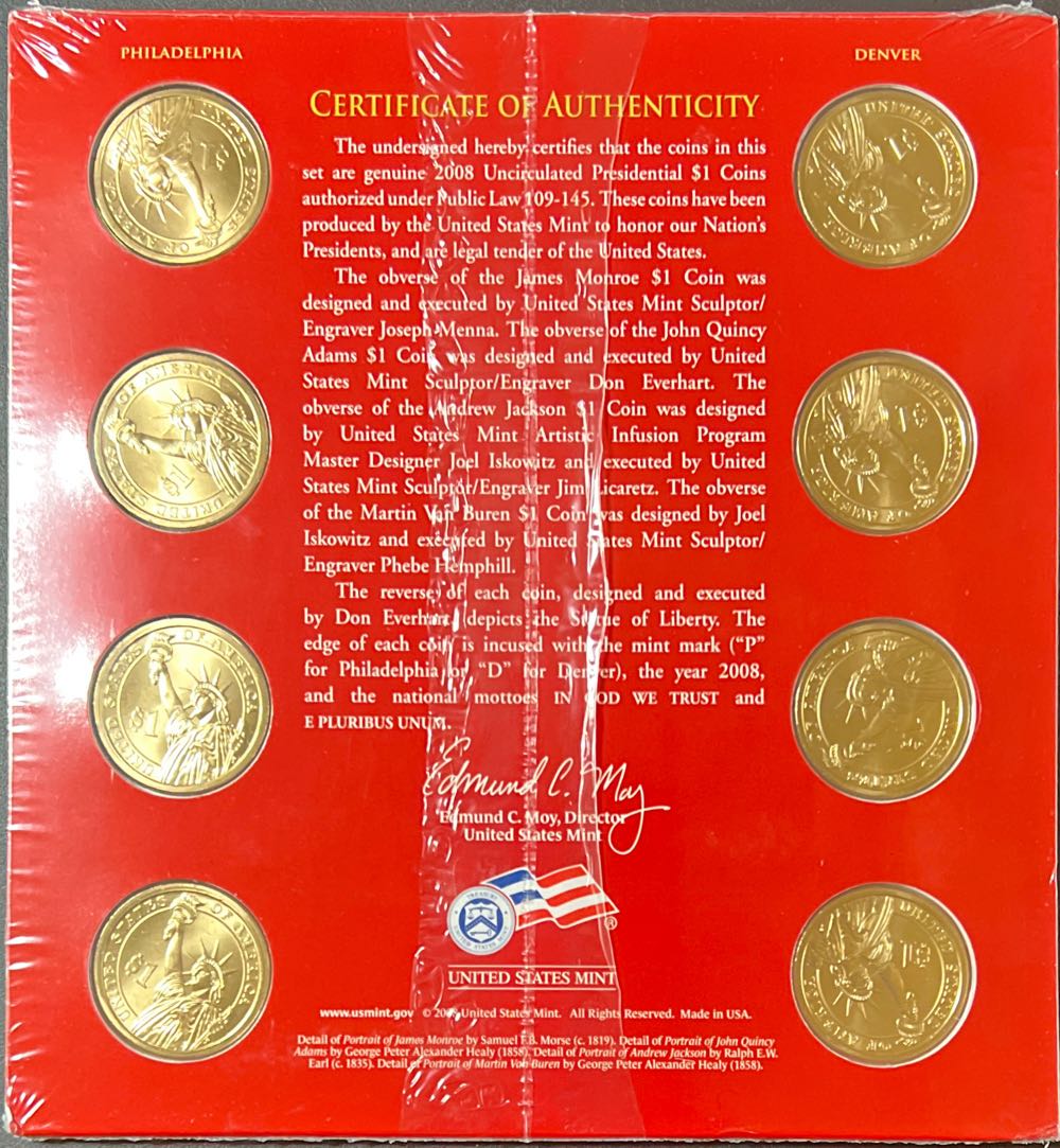 2008 Uncirculated Presidential Dollar Coin Set P&D in Mint Sealed Package  coin collectible - Main Image 2