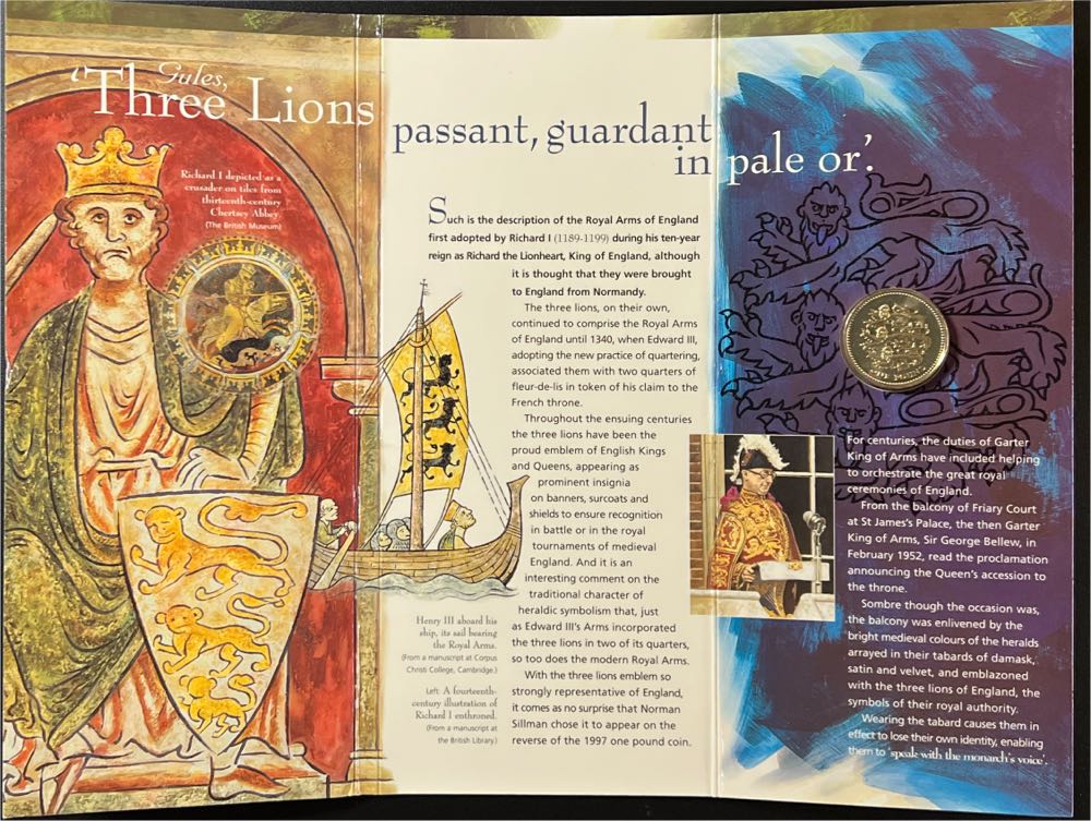 1997 BRILLIANT UNCIRCULATED 1 POUND COIN for England  coin collectible - Main Image 2