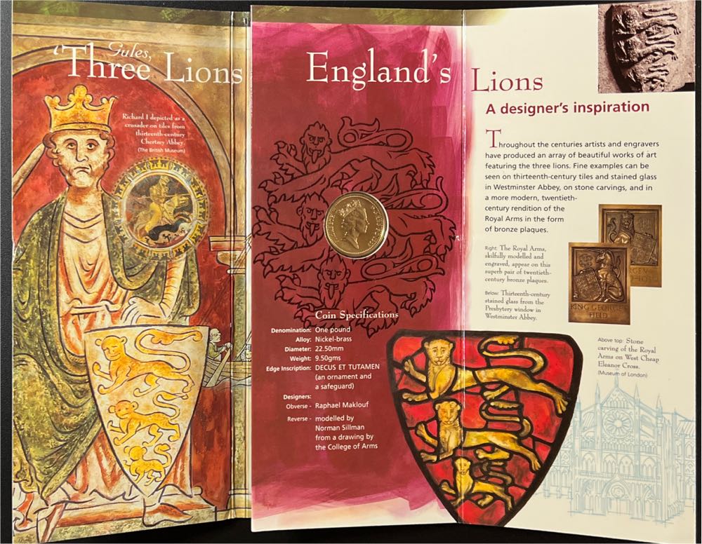 1997 BRILLIANT UNCIRCULATED 1 POUND COIN for England  coin collectible - Main Image 3