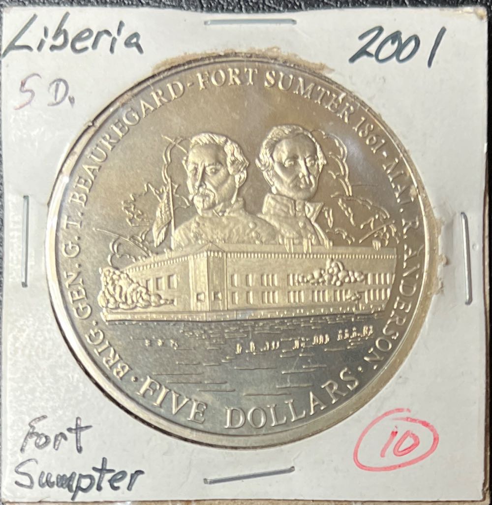 2001 Liberia $5 Bfaurfgard Fort Sumter 1861 UNCIRCULATED Coin  coin collectible - Main Image 3