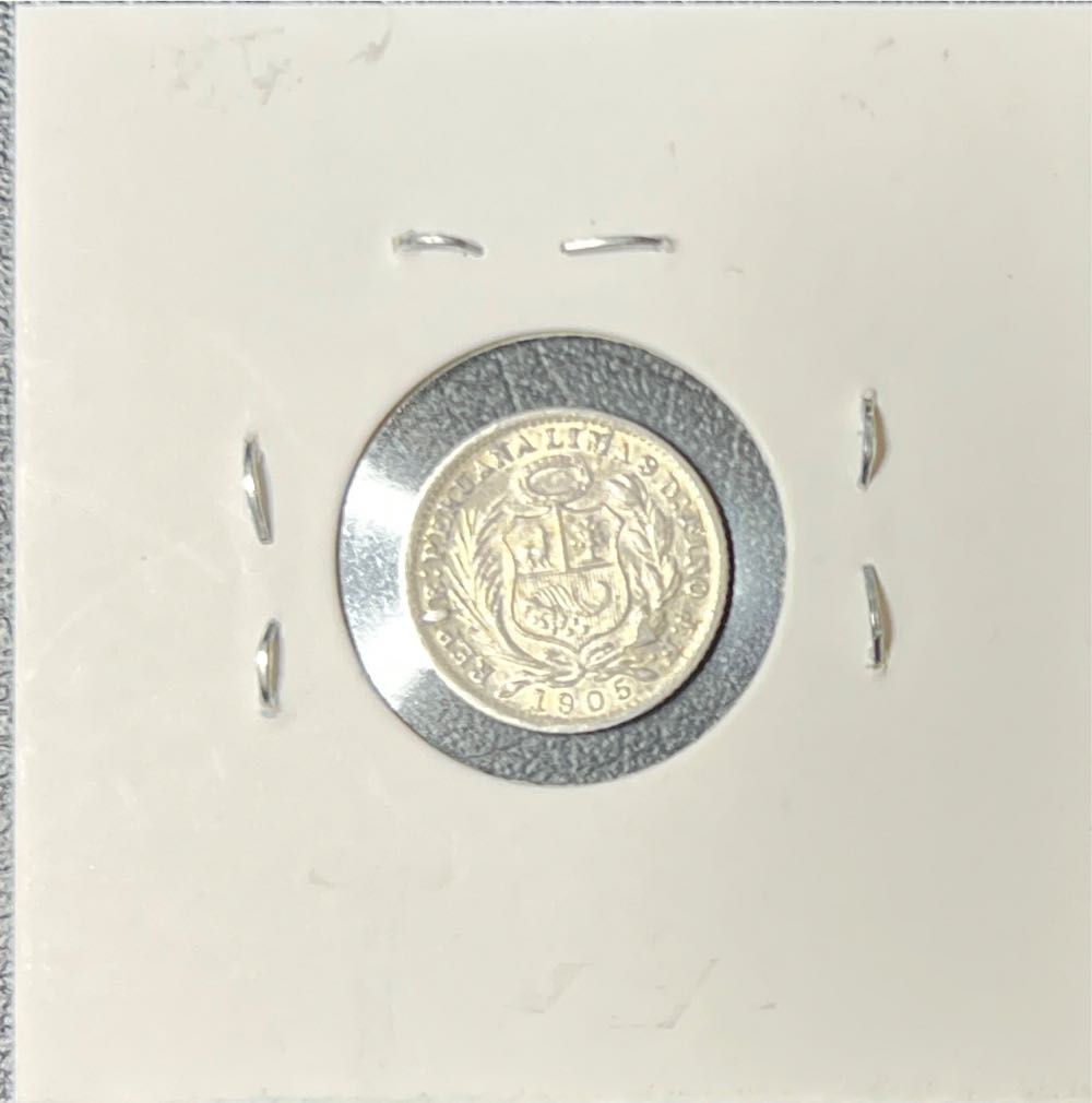 1905 Peru ½ dime.   coin collectible - Main Image 2