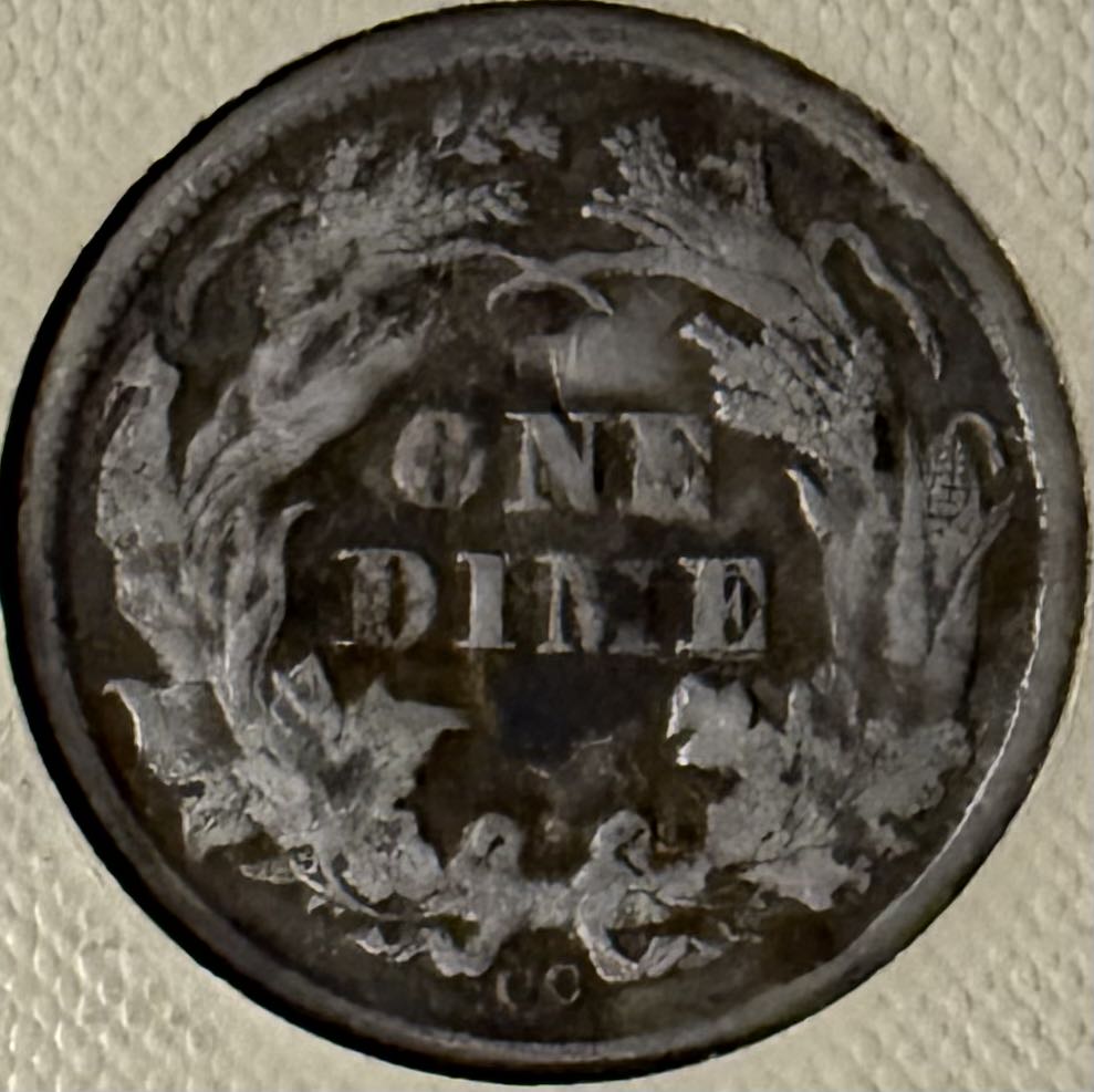 1876-CC Seated Liberty Dime  coin collectible - Main Image 2
