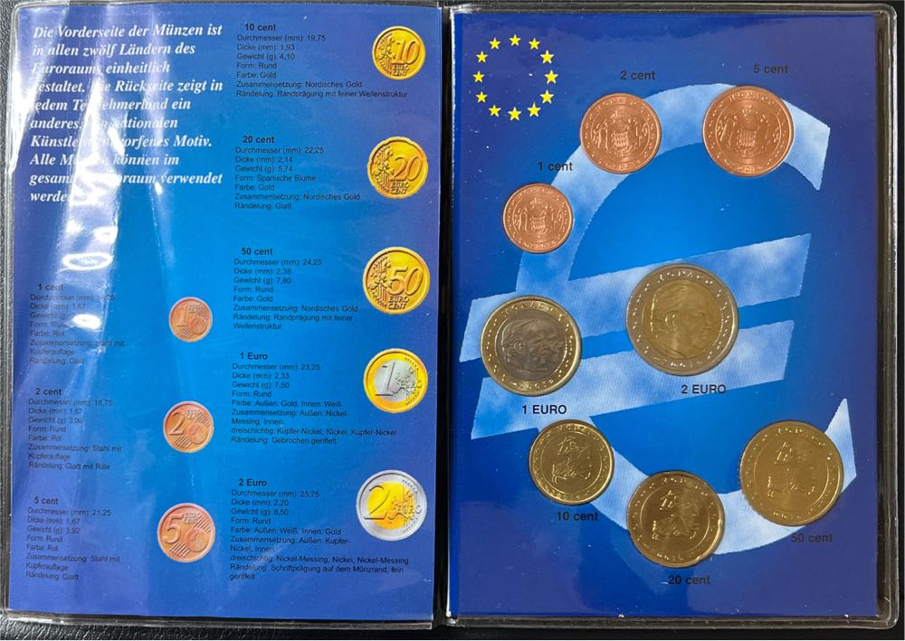 2001 Monaco Euro Poket Set of 8 Coins UNC   coin collectible - Main Image 2