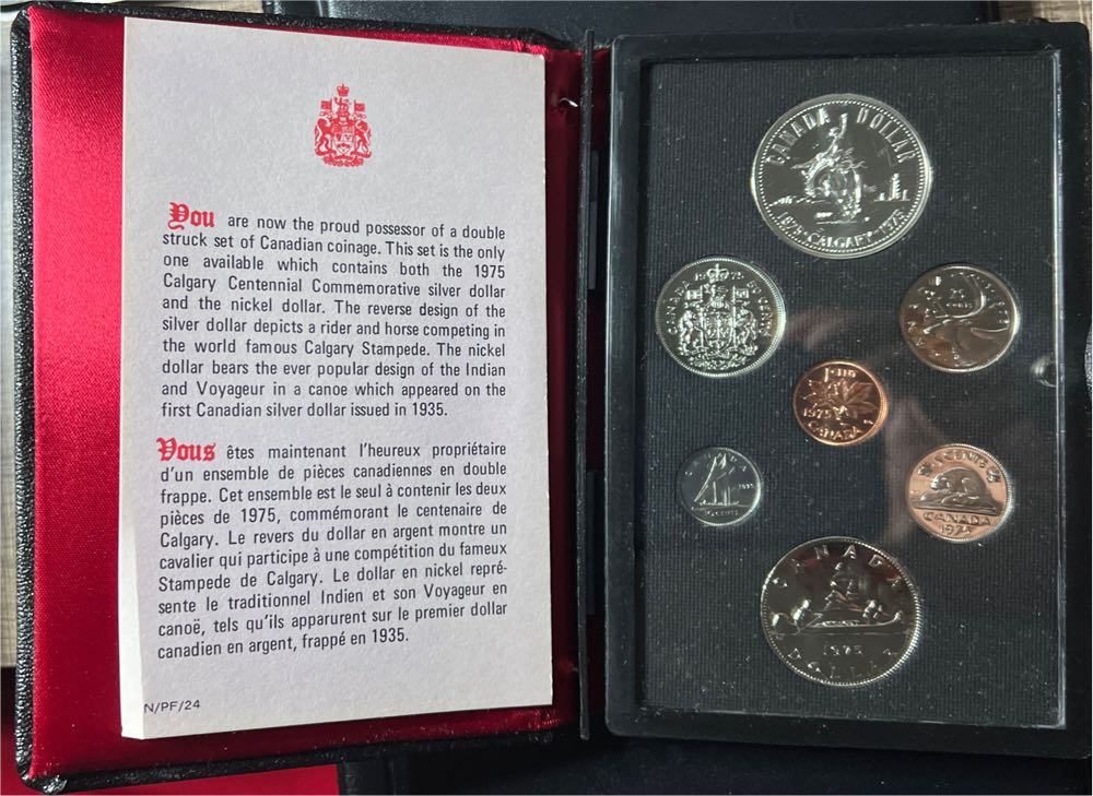 1975 Canada Double Dollar Set. 7 Coins Cent to Silver Dollar Mint Set.  coin collectible - Main Image 2