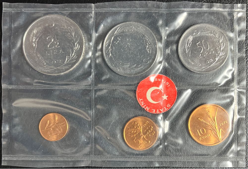 1965 TURKEY 6 COIN PROOF MINT SET -State Mint Istanbul -Lira, Kurus  coin collectible - Main Image 3
