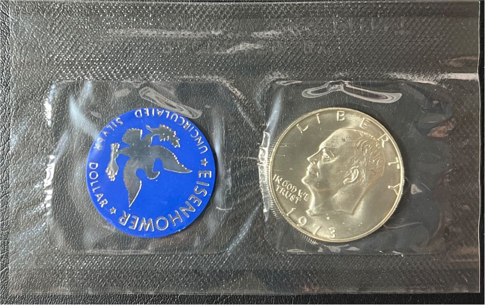 1973 S Ike Eisenhower Silver Dollar Brilliant Uncirculated Blue Pack 40% Silver  coin collectible - Main Image 2