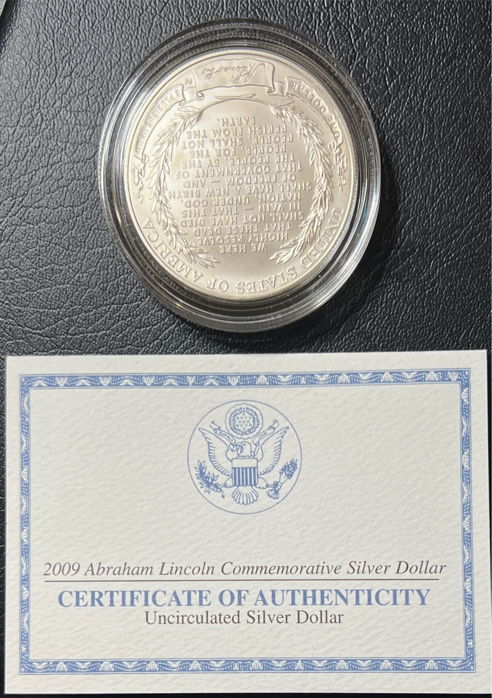 2009-P Abraham Lincoln Proof Silver Dollar US Mint Commemorative $1 COA OGP  coin collectible - Main Image 3