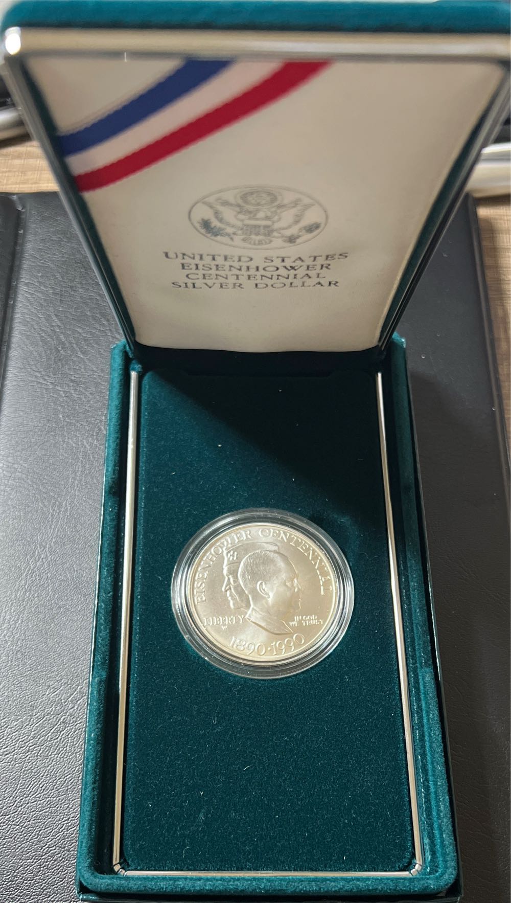1990 W US Eisenhower Centennial Silver Dollar  coin collectible - Main Image 2