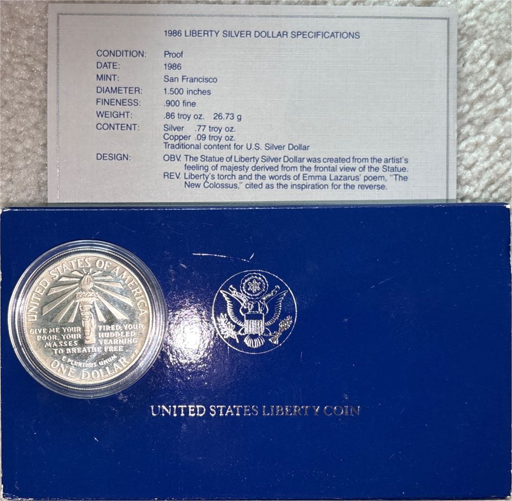 1986 Ellis Island Liberty Dollar  coin collectible - Main Image 2