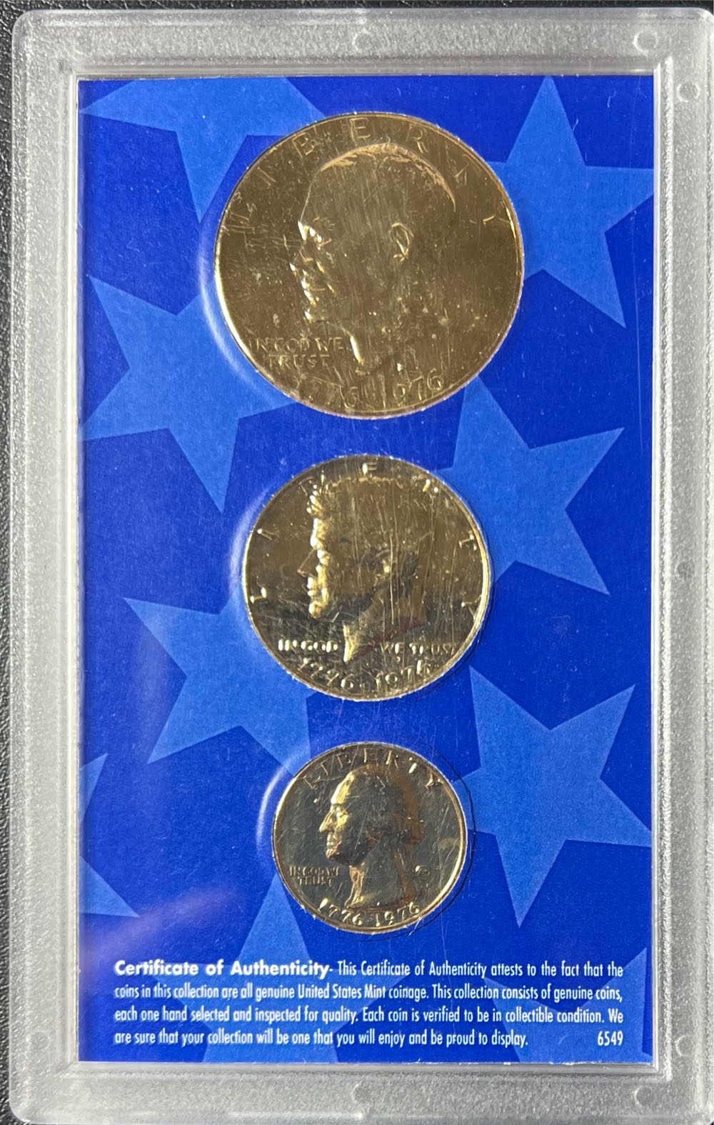 1776-1976 24 Kt. Bicentennial Collection Dollar, Half, Quarter Set  coin collectible - Main Image 2