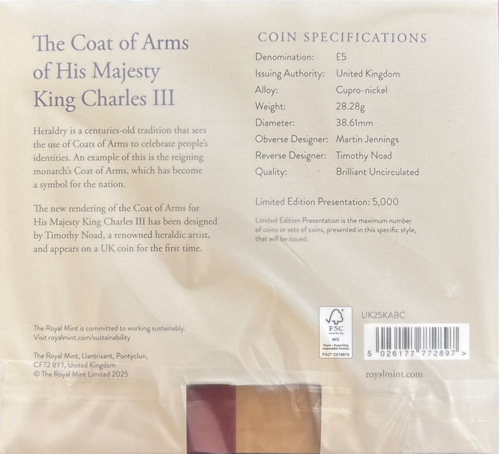 The Coat of Arms Of His Majesty King Charles III  coin collectible [Barcode 5026177772897] - Main Image 3
