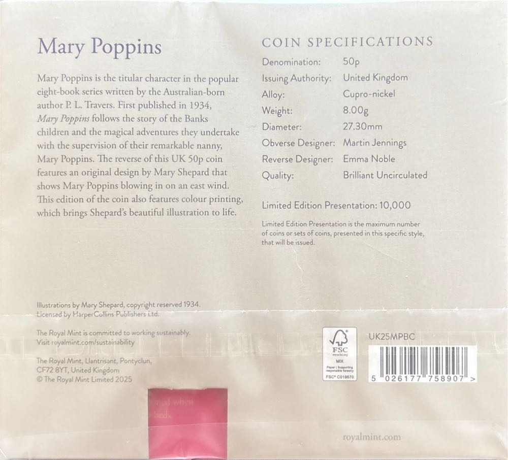 Mary Poppins  coin collectible [Barcode 5026177758907] - Main Image 3