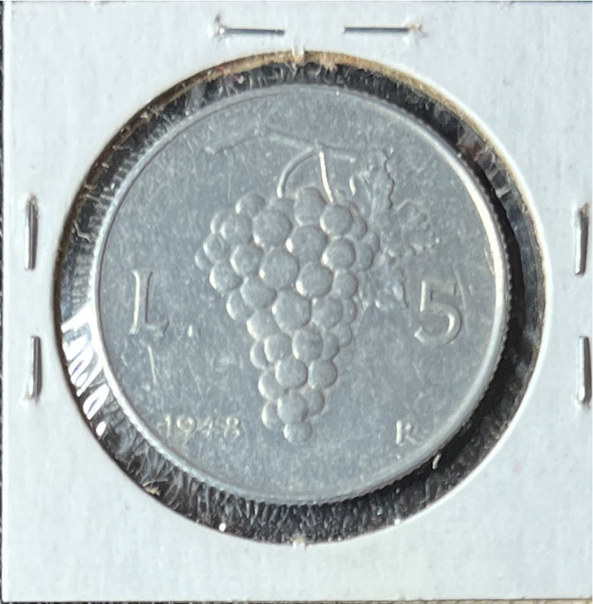 1948 Italy 5 Lire   coin collectible - Main Image 2