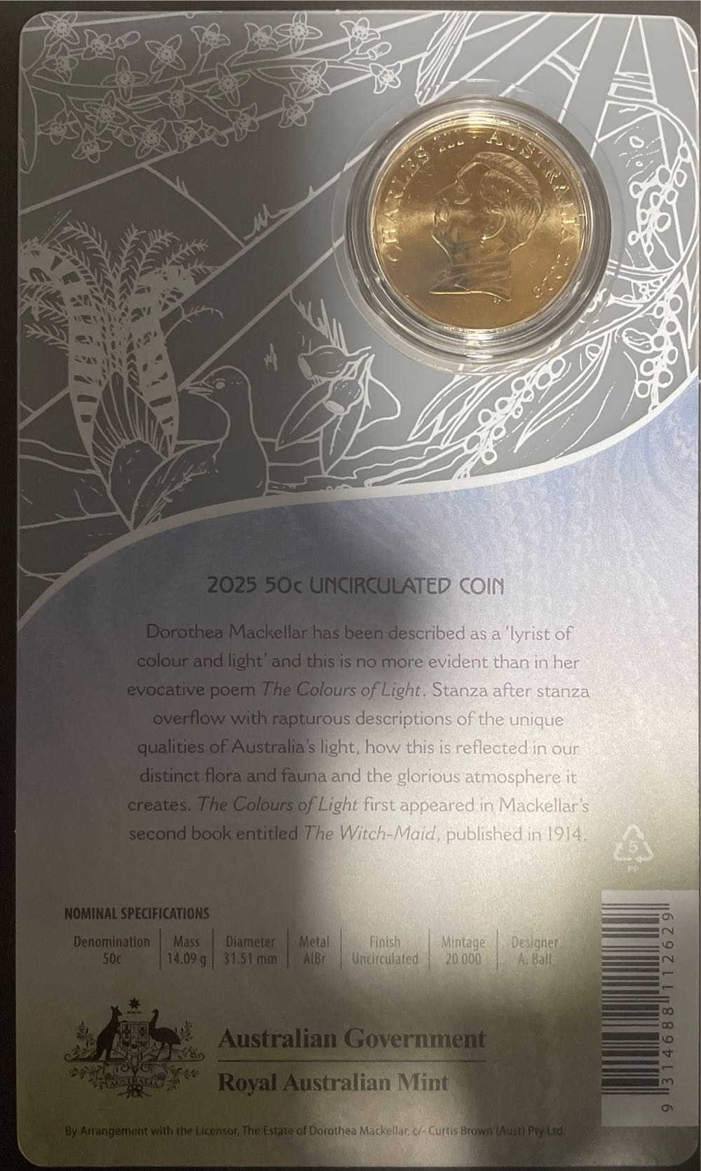 Dorothea Mackellar Colours Of  coin collectible [Barcode 9314688112629] - Main Image 2