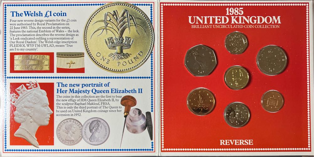 1985 Royal Mint UK BU/BUNC Uncirculated Annual Year Coin Collection Set Ref BD  coin collectible - Main Image 2