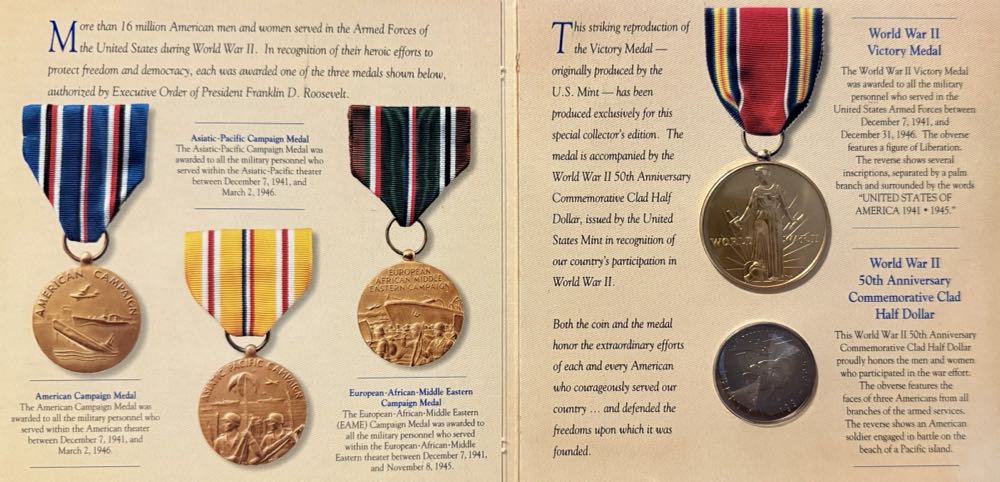 World War II 50th Anniversary Commemorative Coin and Victory Medal Set  coin collectible - Main Image 4