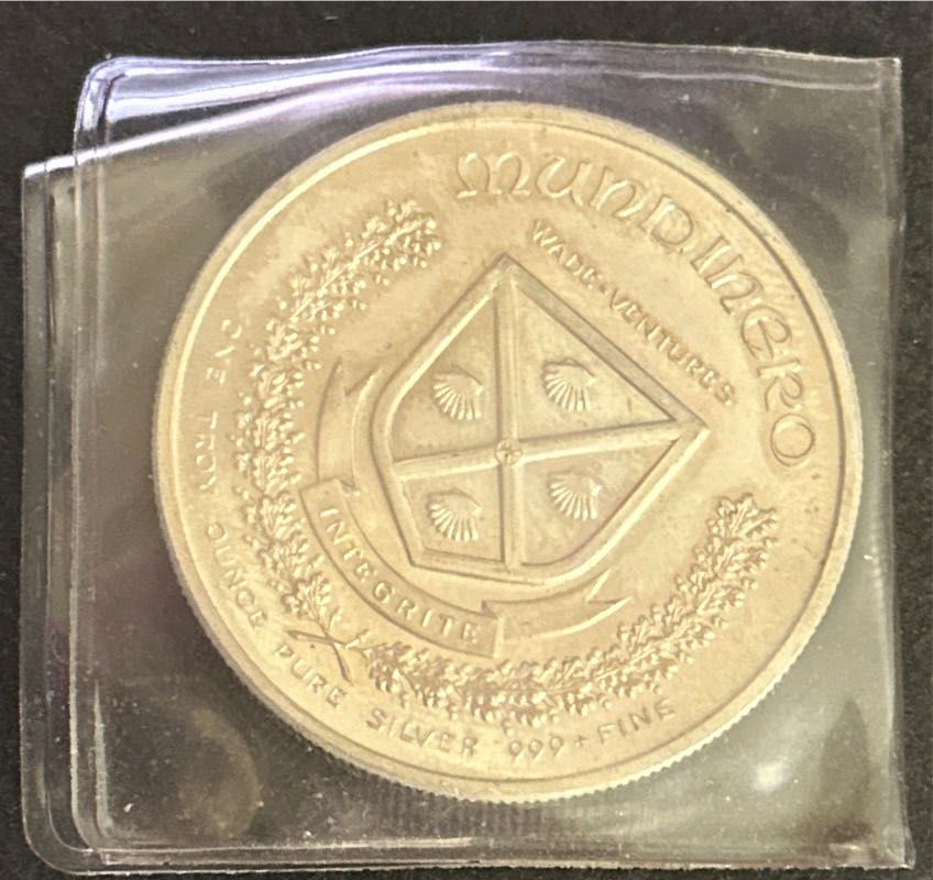 Silver Bullion 1973 One Silver Mudinero 1 Troy Oz .999 World Trade Vintage  coin collectible - Main Image 2