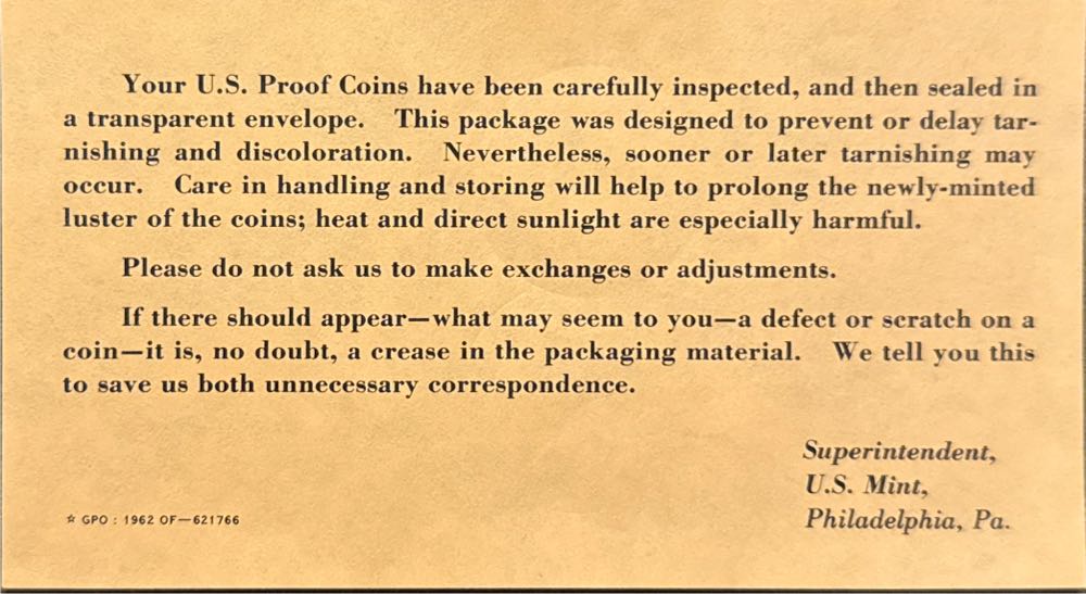 1962 United States Mint Proof Set  coin collectible - Main Image 4