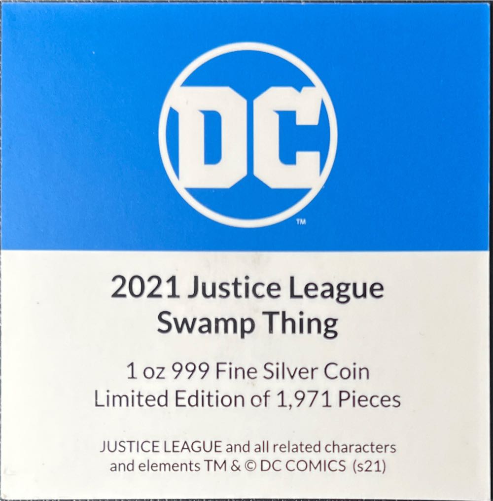2021 Swamp Thing 1 oz pure silver proof colored coin  coin collectible - Main Image 4