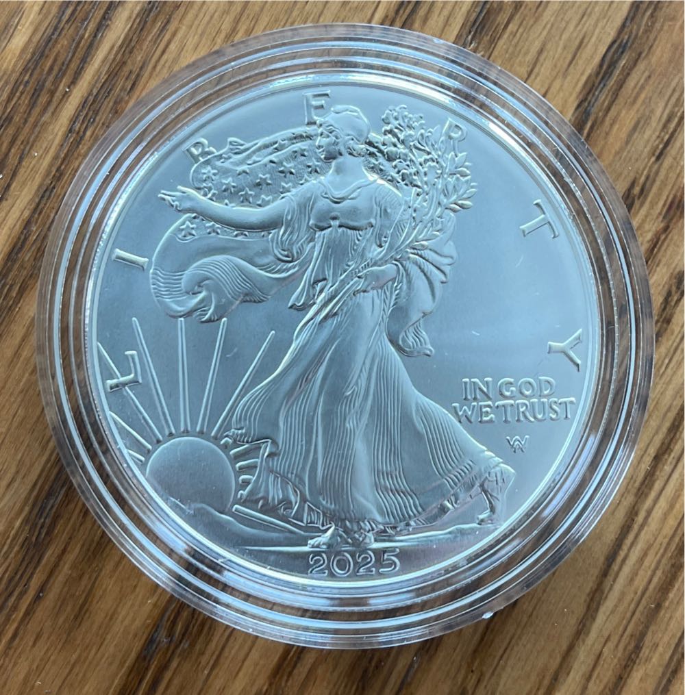 2025 W US Mint American Eagle One Ounce Silver Uncirculated  coin collectible [Barcode 704786670241] - Main Image 2