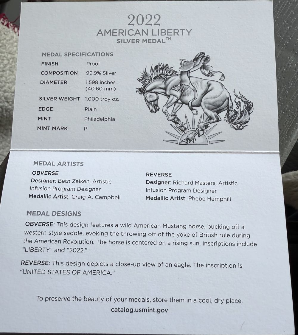 Silver Medal American Liberty 2022  coin collectible - Main Image 4