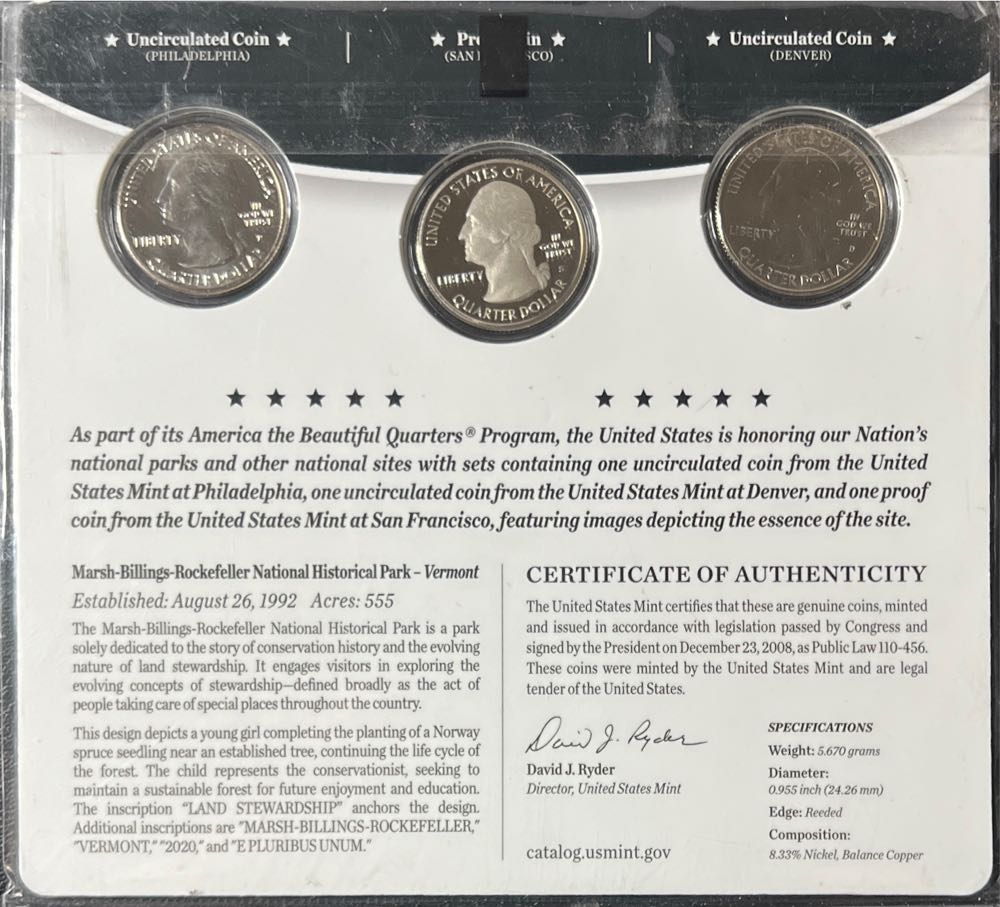 2020 Three Set Marsh - Billings – Rockefeller National Historic Park  coin collectible [Barcode 704786160186] - Main Image 2