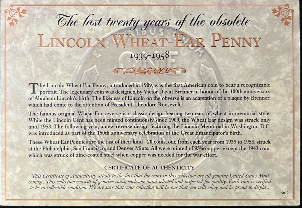 1939-1958 Lincoln Wheat-Ear Penny  coin collectible - Main Image 2
