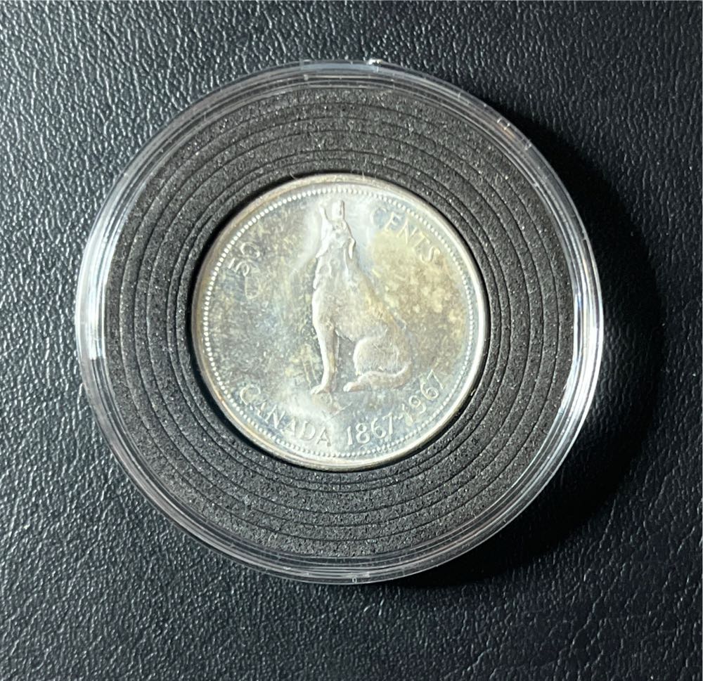 1967 Canadian Centennial Silver Half Dollar AG Howling Wolf Design  coin collectible - Main Image 2