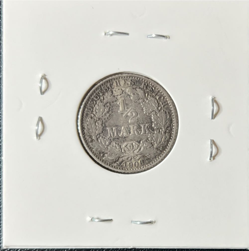 1906 D Germany 1/2 Mark  coin collectible - Main Image 2
