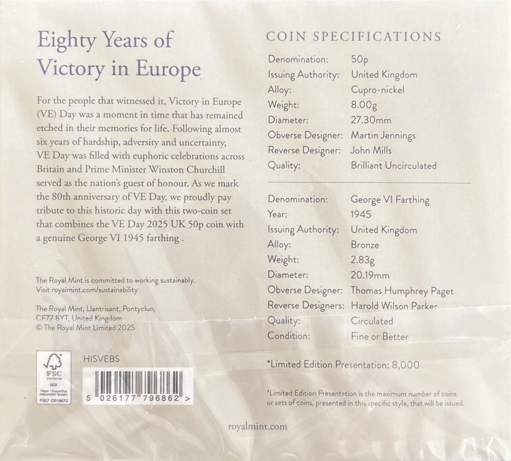 The 80th Anniversary of VE Day Two-Coin Set  coin collectible [Barcode 5026177796862] - Main Image 2