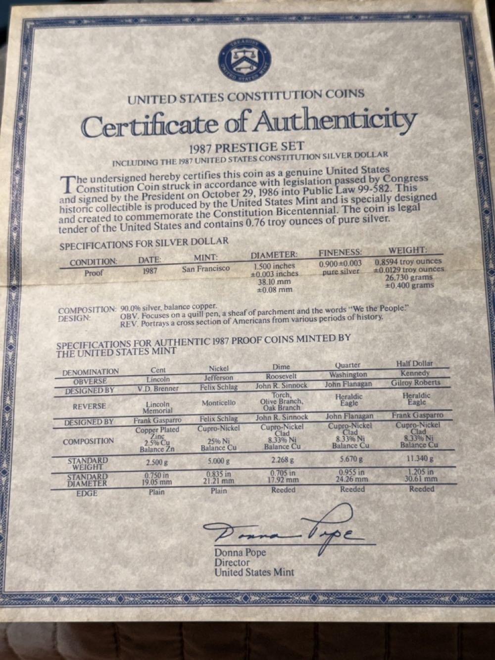 Prestige 1987 US Mint Silver Set  coin collectible - Main Image 4