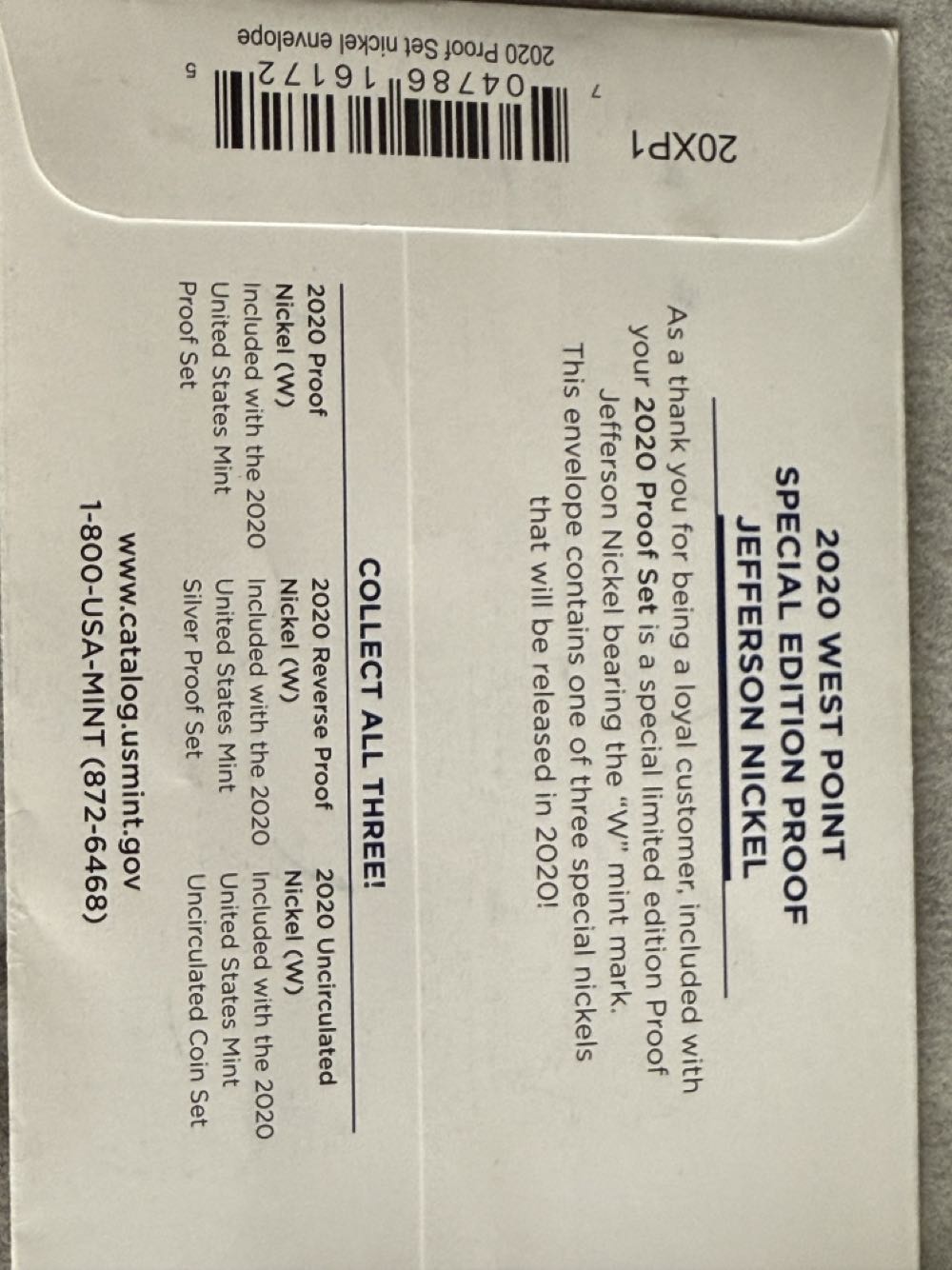 Special Edition 2020-W Proof Jefferson Nickel with COA Envelope   coin collectible [Barcode 704786161602] - Main Image 4