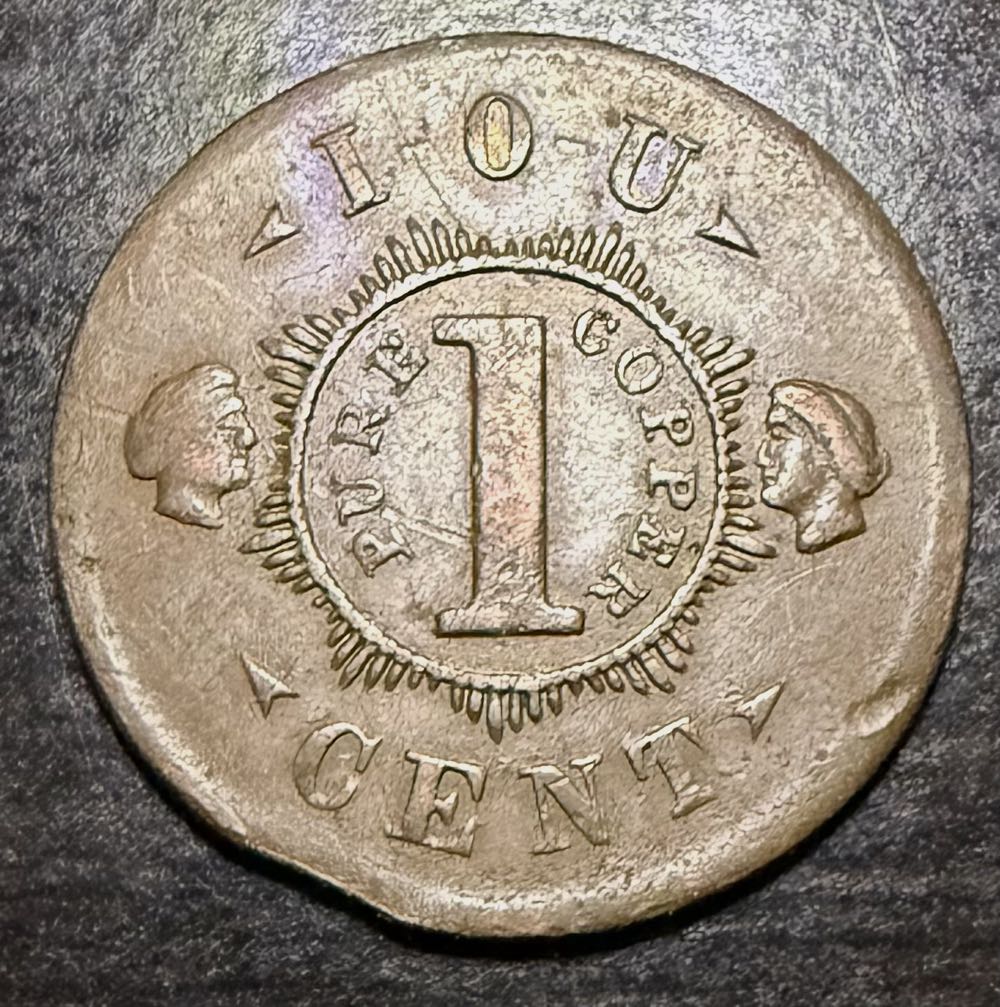 Weller’s News Depot Norwich • I-O-U 1 Pure Copper Cent  coin collectible - Main Image 2