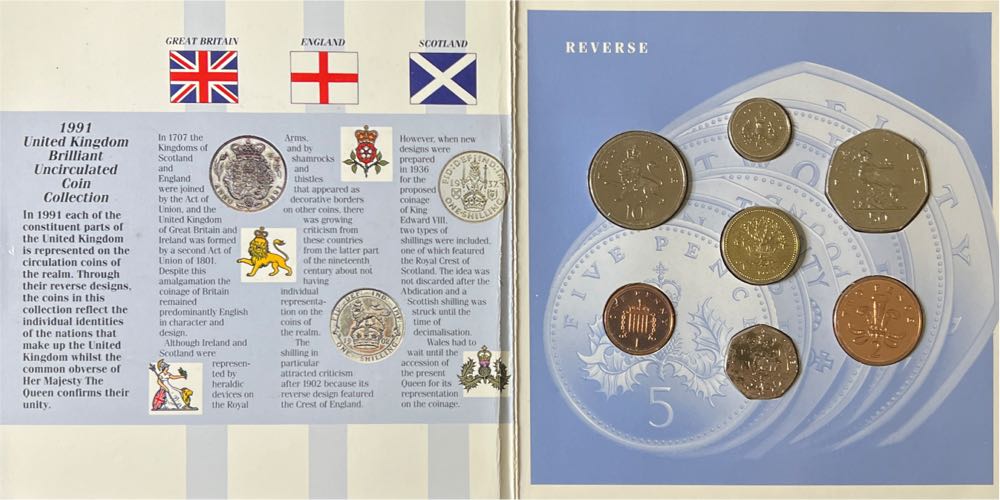 1991 United Kingdom Brilliant Uncirculated Set - Royal Mint Packaging  coin collectible - Main Image 2