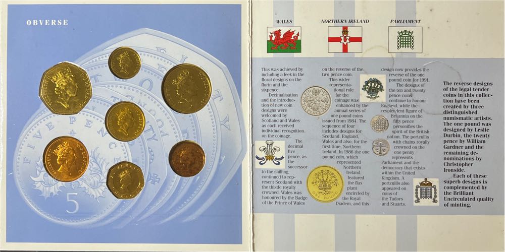 1991 United Kingdom Brilliant Uncirculated Set - Royal Mint Packaging  coin collectible - Main Image 3