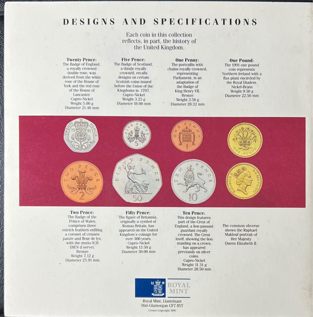1991 United Kingdom Brilliant Uncirculated Set - Royal Mint Packaging  coin collectible - Main Image 4