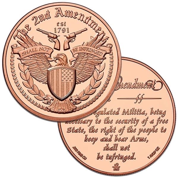 Copper Eagle 2nd Amendment Round - 1 AVDP Oz  coin collectible - Main Image 3