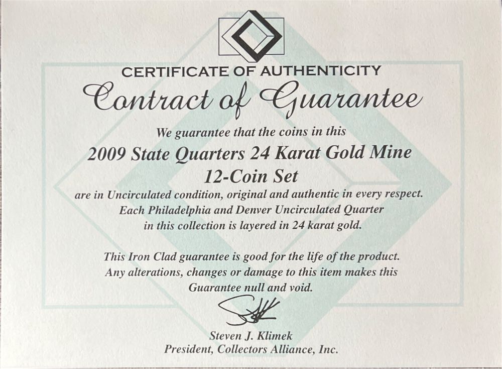 2009 State Quarters 24kt Gold Mine 12-Coin Set  coin collectible - Main Image 2