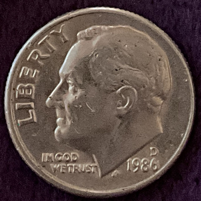 Dime 1986 D Roosevelt  coin collectible - Main Image 3