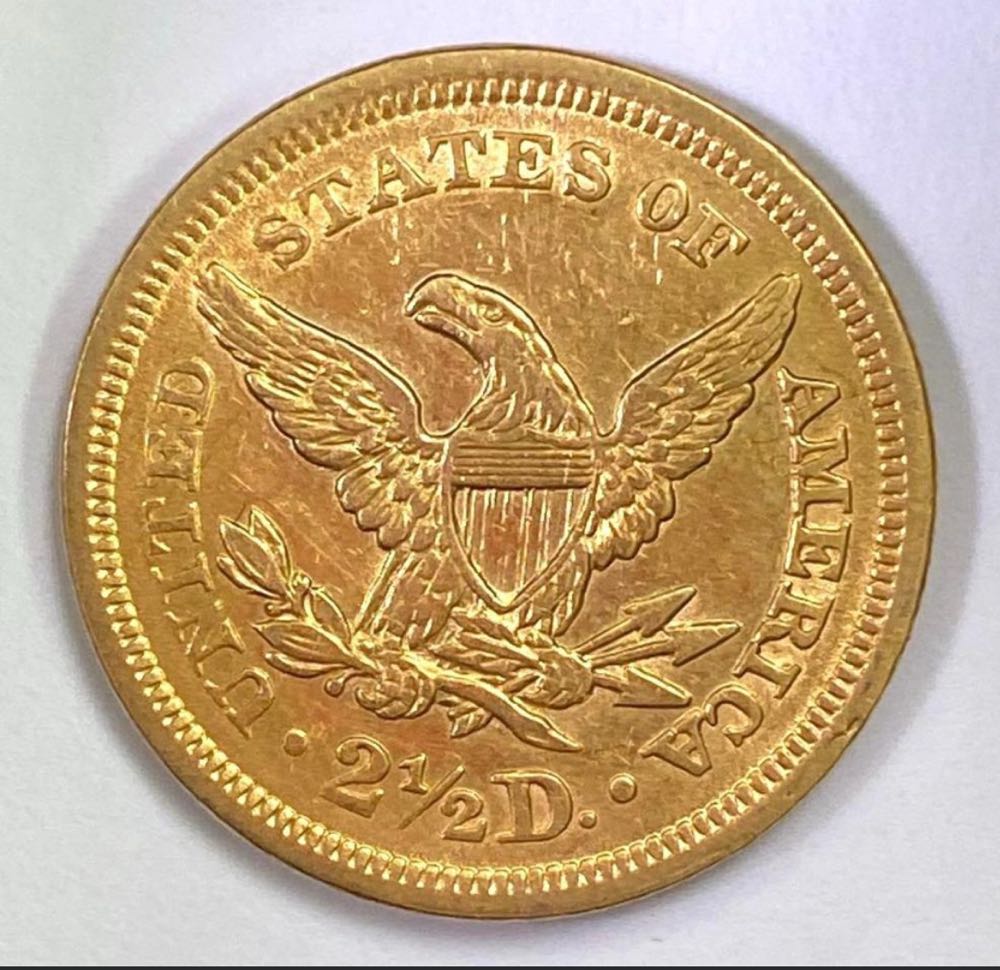 1852 US 2.50 Liberty head1/4 Eagle  coin collectible - Main Image 2