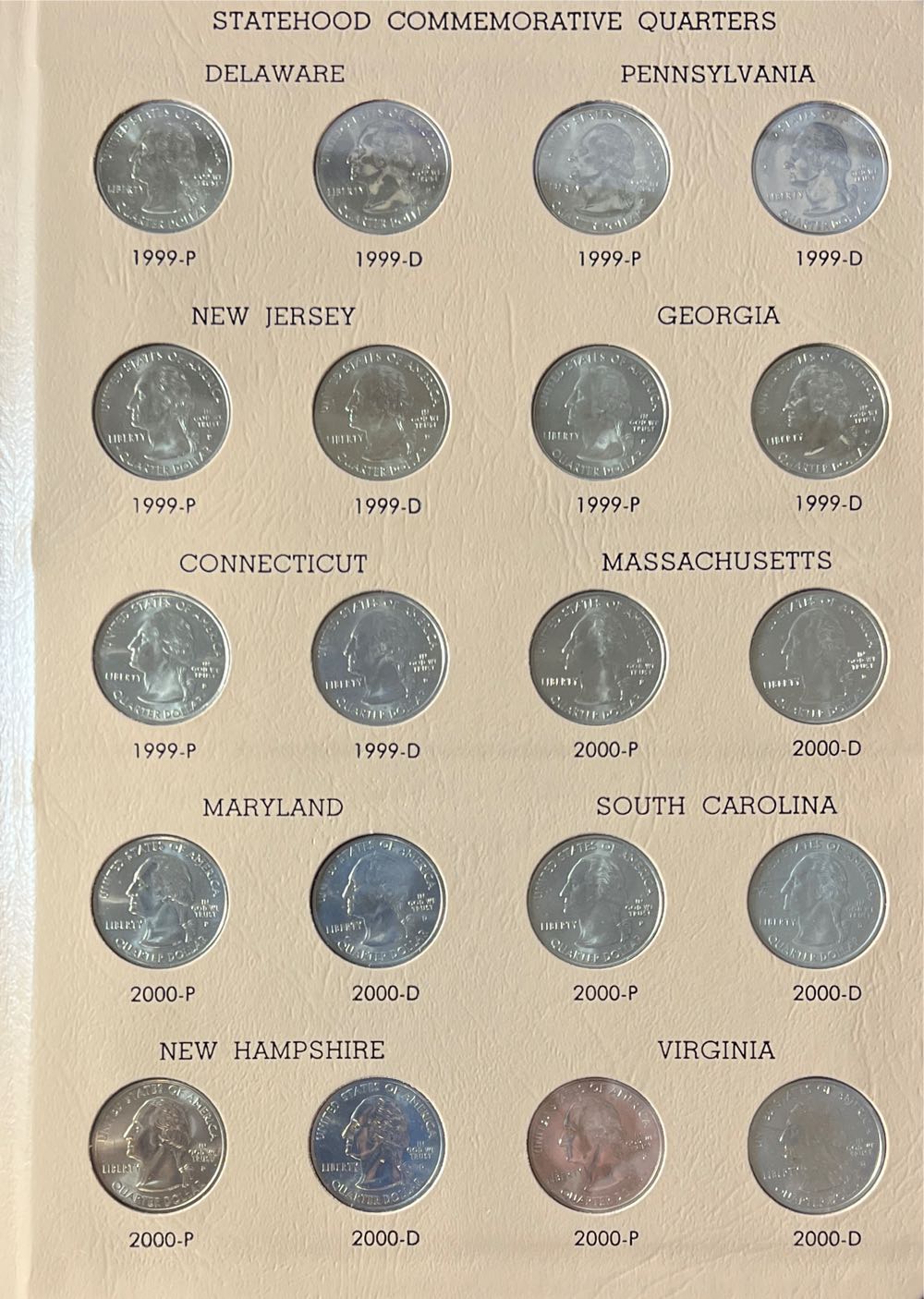 1999-2008 Washington Quarters Statehood Commemorative P & D Set With Dansco Book  coin collectible - Main Image 2