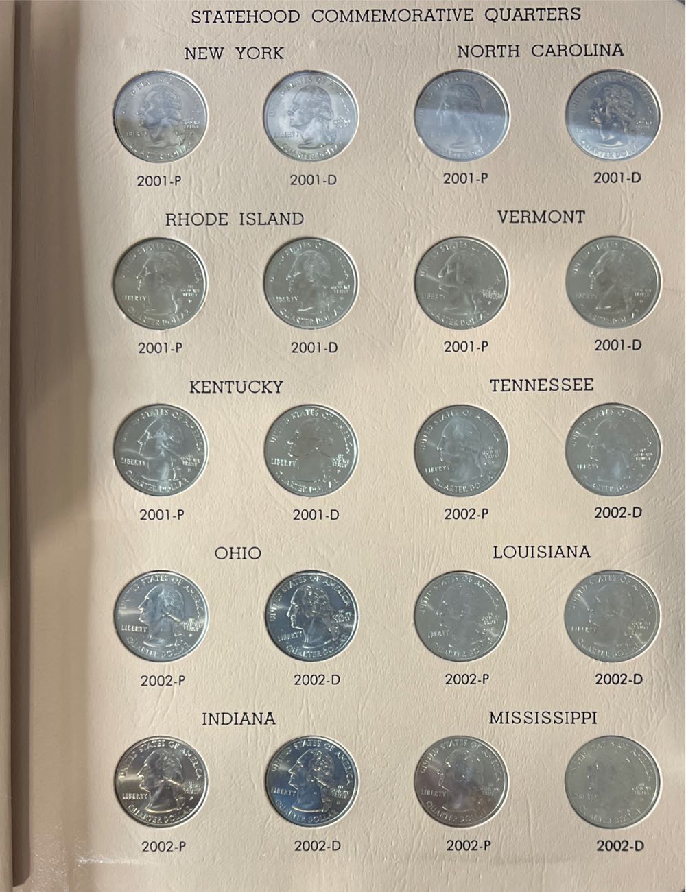 1999-2008 Washington Quarters Statehood Commemorative P & D Set With Dansco Book  coin collectible - Main Image 3
